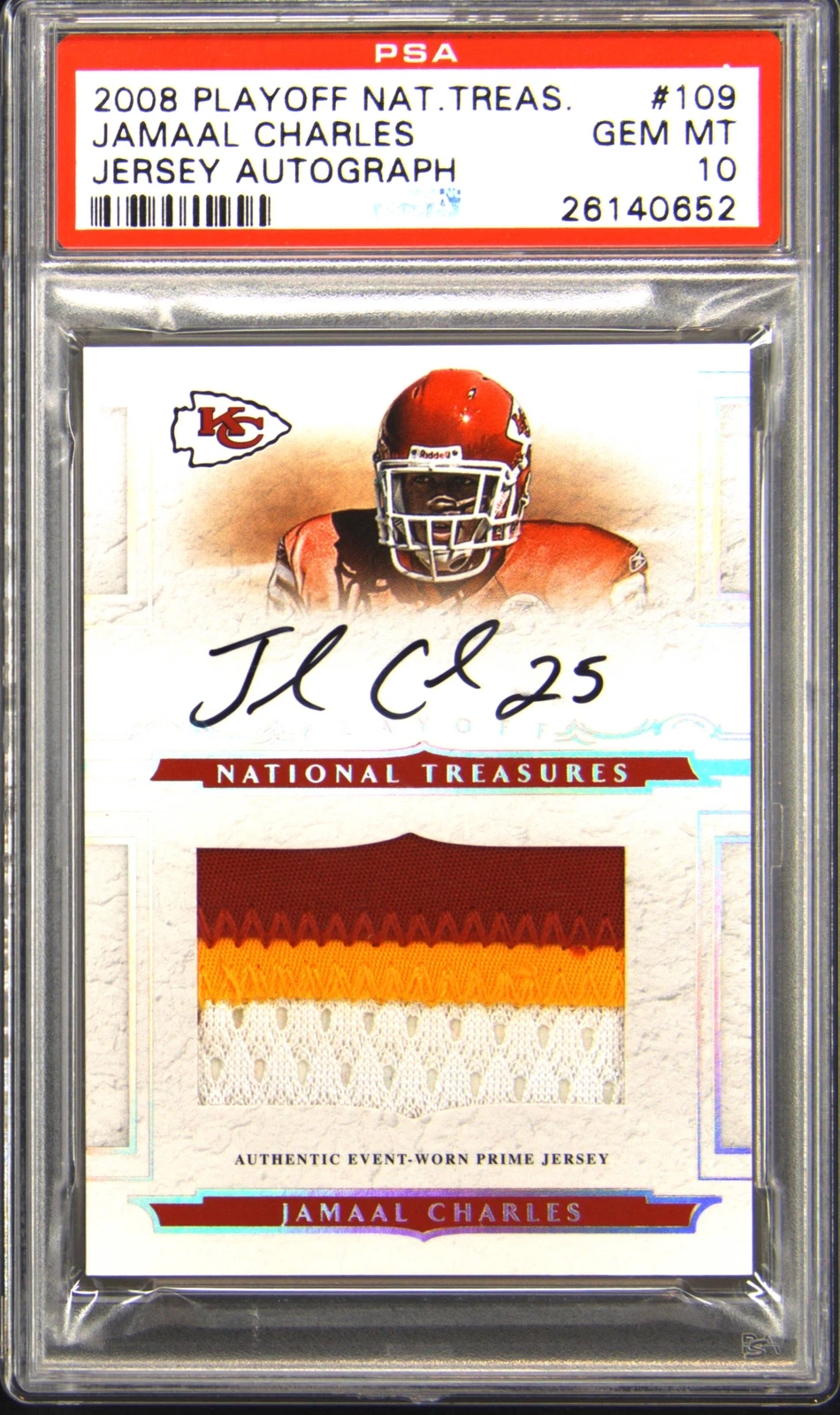 Jamaal Charles Playoff National Treasure #109 Jersey Autograph