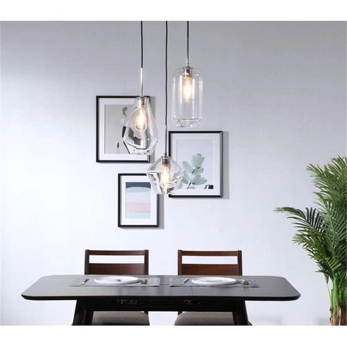 Living District Gene 3-Light Mid-Century Metal Pendant in Chrome and Clear - Picture 2 of 6