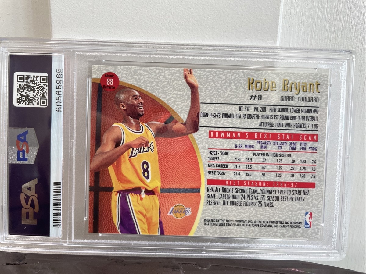 Kobe Bryant 1997-98 Bowman's Best #88 Atomic Refractor PSA 8