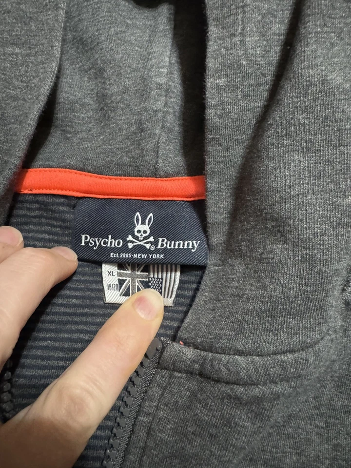 Psycho Bunny Kids XL Pierce Essential Terry Francés Cremallera Sudadera con Capucha Gris Foto 2 de 3