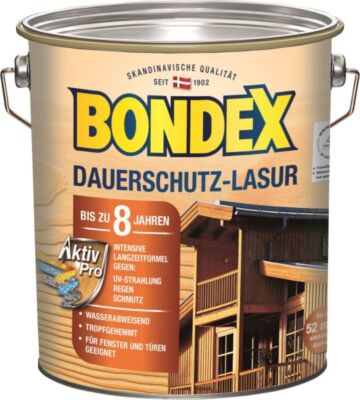 Bondex Dauerschutz Lasur 4 l, nussbaum Holzlasur Schutzlasur Holzschutz Aussen