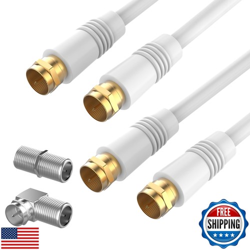 2 Pack RG6 Coaxial Cable 3FT, TV Coax Cable Cord Extender, Gold Plated Connec