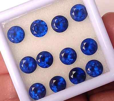 6 mm Natural Certified Blue Color Sapphire Round 40 Pcs Certified Loose Gemstone