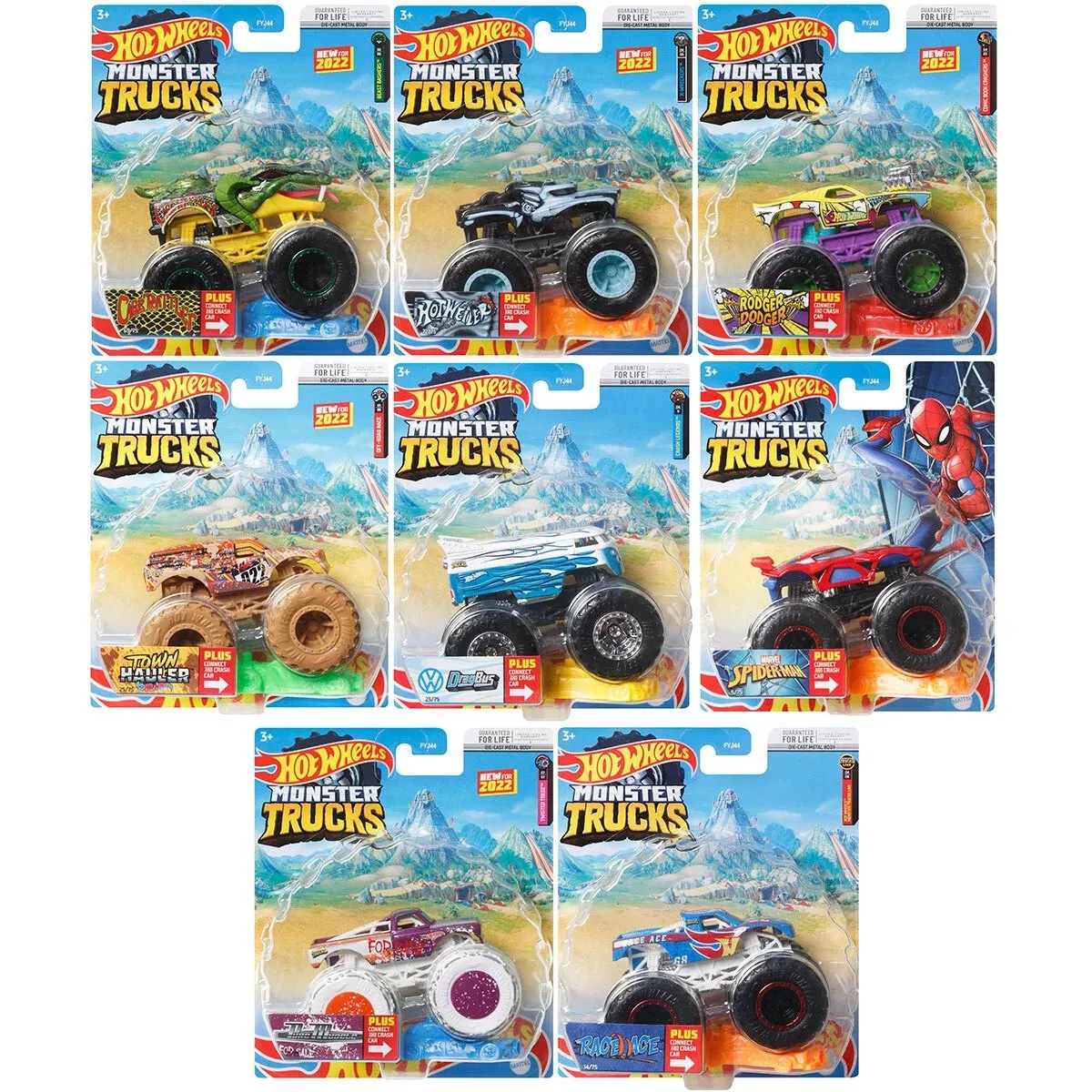 Hot Wheels Monster Trucks 1:64 Scale Mix 7 (G) Case of 8 Vehicles