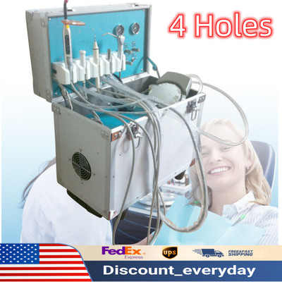 4 Holes Mobile Dental Delivery Unit Rolling Slow Suction System Air Compressor 