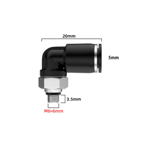 Pneumatic Push In Fitting Air Water Pipe - 90° Male Elbow Stud 3/4/5/6/8/10 mm - Picture 16 of 37