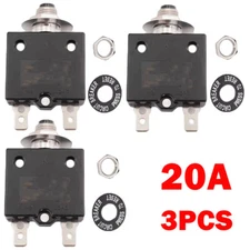 3x NEW 20 Amp Push Button Thermal Circuit Breaker 12-50V DC 125-250V Volt AC 20A