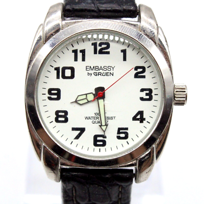 Vintage Embassy By Gruen Watch Mens Silver Tone Stainless  display picture 2