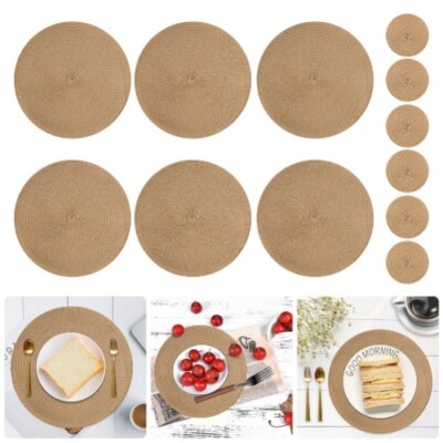 Set of 12 Round Braided Table Mat Placemats Non Slip Heat Resistant Tables Pad