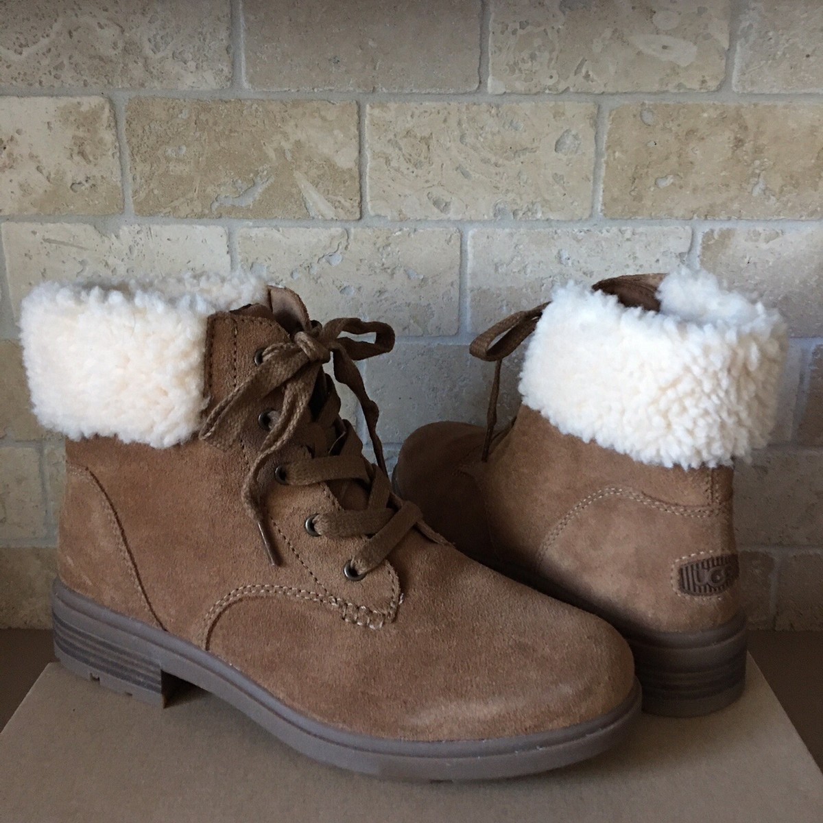 UGG Chestnut Suede Lace-Up Shearling Ankle Boots UGG Wmn main image 2