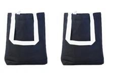 Qty 2 Small Book Bag Black Tote Bags Reinforced Cotton Gifts School Kids 12x12