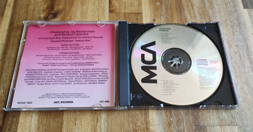 SPYRO GYRA CD CARNAVAL 1980 Excellent État - Photo 2/3