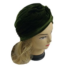 Olive Green Velvet Lady Stretchy Turban Head Wrap Chemo Bandana Hijab Cap Hat