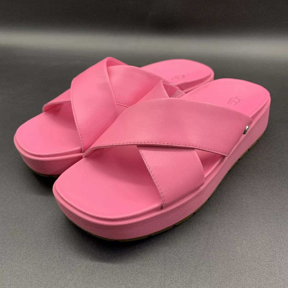 UGG Womens 7 Emily Leather Slide Sandals SACHET PINK US Size 7 Shoes 1119744