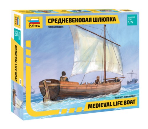 Modellino model kit di montaggio navi Zvezda MEDIEVAL LIFE BOAT KIT 1:72 mo...