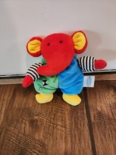 Eden Plush Rattle Elephant Kite Primary Colors Red Green Blue Yellow 7  Vintage