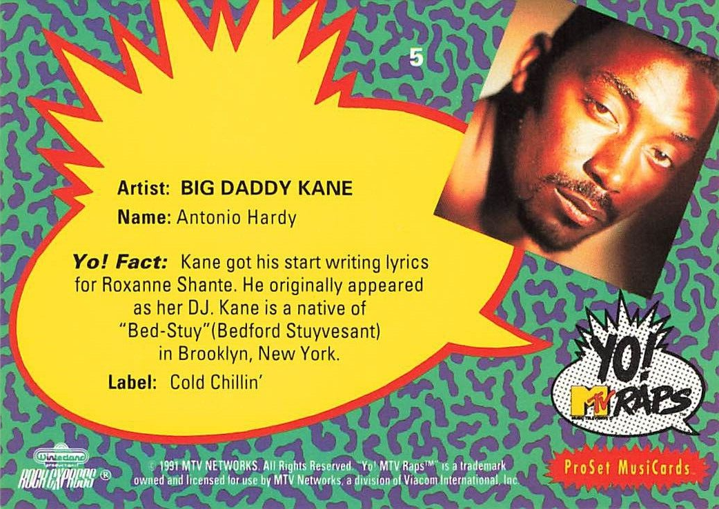 Big Daddy Kane 1991 Pro Set MusiCards Yo! MTV Raps #5 | eBay