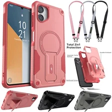 For Samsung Galaxy A06 4G/5G Stand Holder Shockproof Case Cover +Phone Lanyard