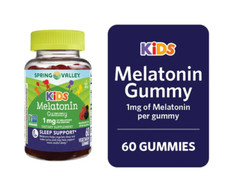 Spring Valley Kids Melatonin Dietary Supplement Gummies, Raspberry, 1 Mg, 60 CT