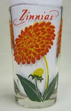 Zinnias Peanut Butter Glass Glasses Drinking Kitchen Mauzy 32-4