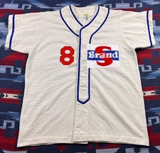 VTG 50s 60s S Brand Baseball Jersey Chain Stitch Red White Blue Boys M Mens S