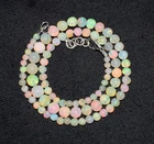 16"Natural Ethiopian Opal Wello Fire Opal Gemstone Beads Necklace Jewelry