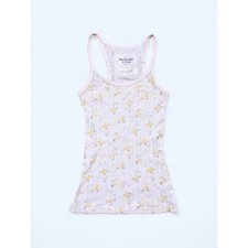 Vtg Y2K Abercrombie Fitch White Yellow Floral Ribbed Cami Tank Moose Logo