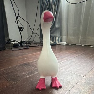 White & Pink Goose Figurine, Animal Theme, Free Standing Decor
