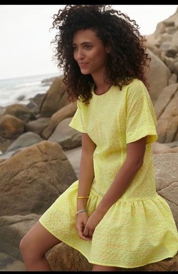 NWT Anthropologie Corey Lynn Calter Mariah Yellow Textured Mini Dress Size M