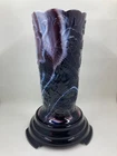 Vintage Fenton Peacock Vase Opaque Amethyst Slag 1981 Special Order for Levay