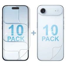 10Set Soft PET Film Screen Protector for Apple iPhone 17 AIR Front and Back Bulk