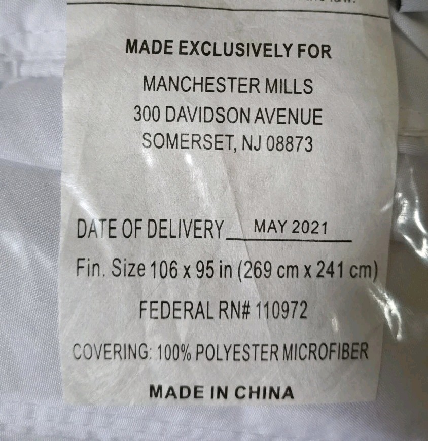 New! Envirosleep Down Alternative T190 Duvet Insert/Comforter Size King 106 X 95