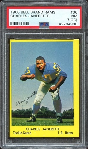 1960 Bell Brand #36 Charlie Janerette PSA 7 (OC) Los Angeles Rams Penn State