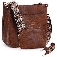  Crossbody Bag Purse for Women 2PCS/Set Leather Hobo Handbag A13-browncoffee