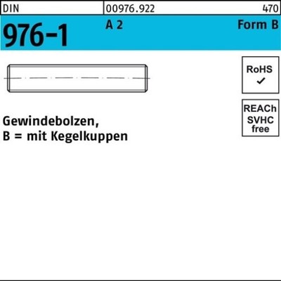 10er PACK(Stk)  000976920020200110 Gewindebolzen DIN 976 m.Kegelkuppen BM 20 x 1