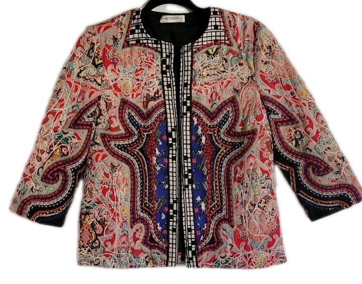ZARA Beaded Patchwork Jacket Embroidered Indie Ar… - image 11