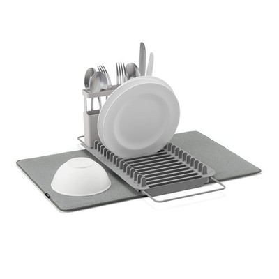 Dish Rack Over Sink Microfiber Drying Mat Space Saving Folds Gray Umbra Udry