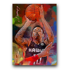 Jaylen Adams Art Card Limited 11/50 Edward Vela Signed (Atlanta Hawks)