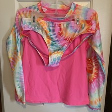 Brand New WONDER NATION Girls 2 Piece Swim Suit Size XXL Long Sleeve shirt