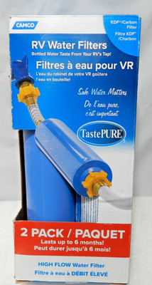 Camco KDF Carbon Filter TastePURE RV Water Filter  - 2 Pack - 40044  (L14K)