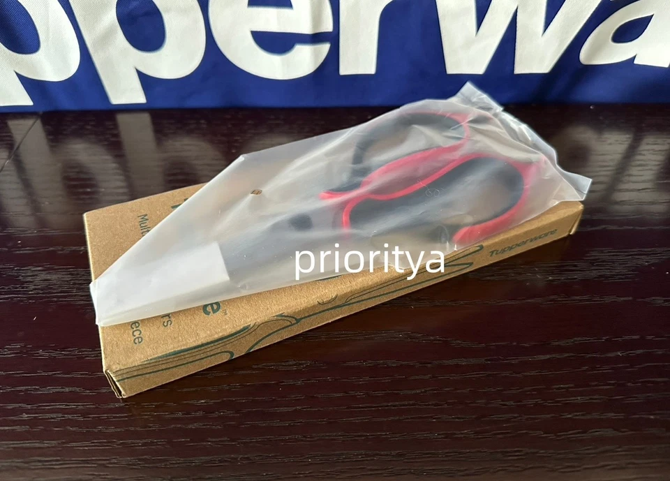 Tupperware Universal Series Kitchen Shears Scissors Black and Red New in Box - Image 2 of 4