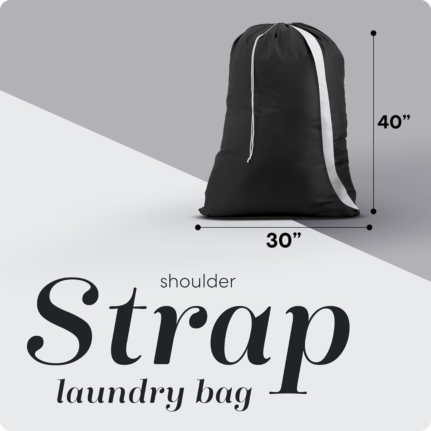 Shoulder Strap Laundry Bag Drawstring Lock Heavy Duty 30 X 40 Black