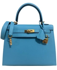 Hermes Kelly 25 Sellier Bleu du Nord Blue Epsom Leather Gold Hardware