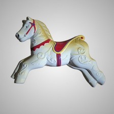 A charming set of 3 ceramic wall hanging carousel horses. Cute, whimsical decor.