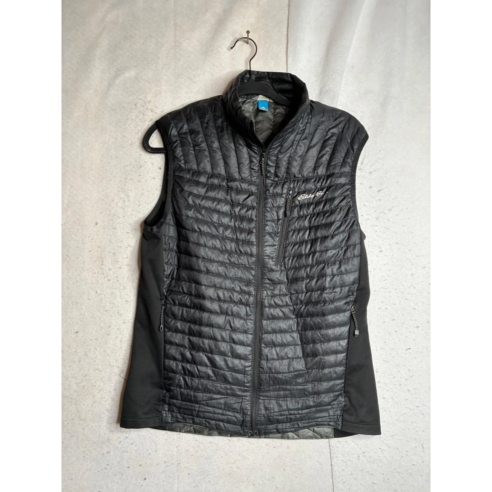 Eddie Bauer First Ascent Mens Black MicroTherm Down Vest Goose Down Puffer Small