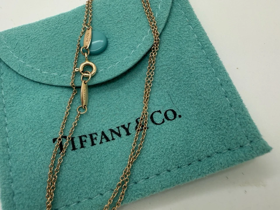 Cadena collar Tiffany Co oro rosa 18k Elsa Peretti 16" pulgadas Foto 3 de 4