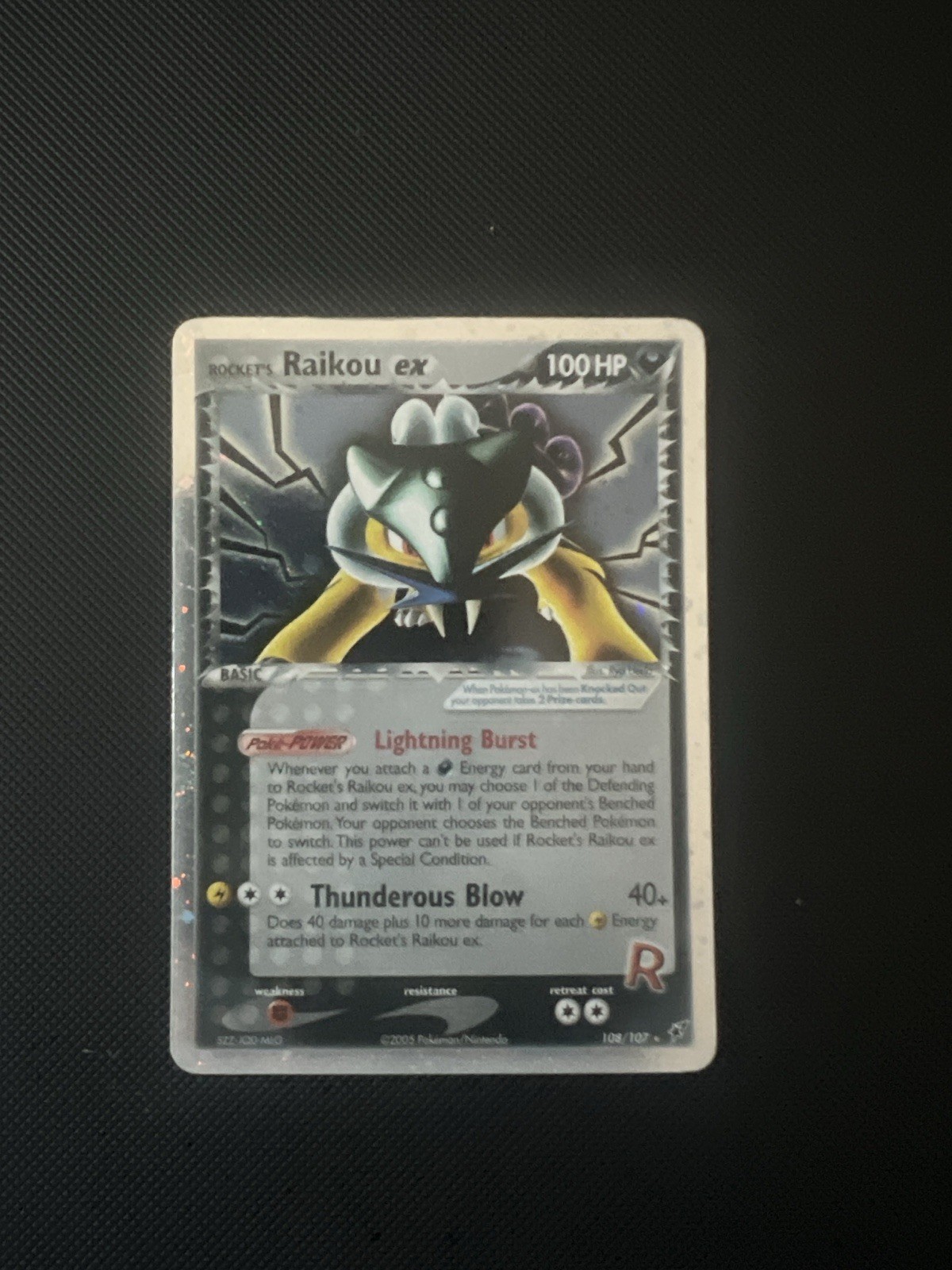 Pokémon TCG Rocket's Raikou ex 108/107 Secret Holo ENG 100HP