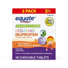 Equate Children's Ibuprofen Chewable Tablets 100mg Grape, 48 Ct 2x24 Count 