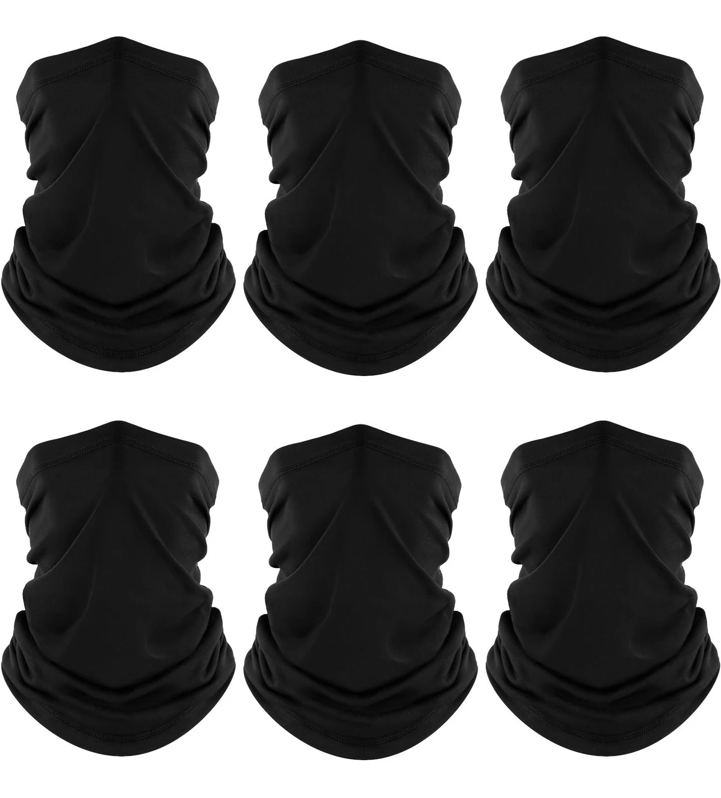 Neck Gaiter, 6 Pack Bandana Fishing Cooling Sun Protection Scarf for Men 6 Black