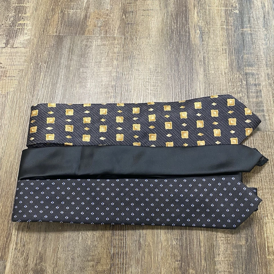 Men's Silk Patterned Neckties Set – Geometric & Solid Styles - Image 2 of 4